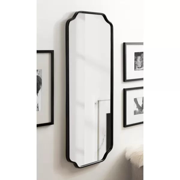 Kate and Laurel Plumley Glam Scalloped Wall Mirror 24 x 36 Silver Transitional Mirror Wall DecorBlack