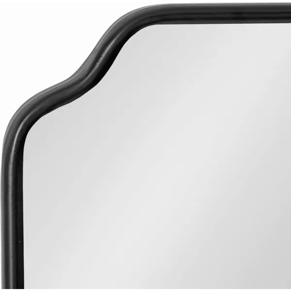 Kate and Laurel Plumley Glam Scalloped Wall Mirror 24 x 36 Silver Transitional Mirror Wall DecorBlack