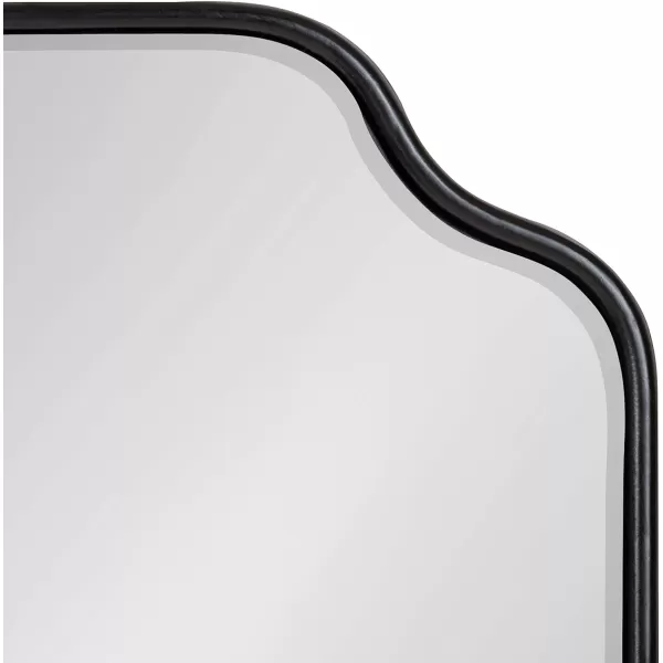 Kate and Laurel Plumley Glam Scalloped Wall Mirror 24 x 36 Silver Transitional Mirror Wall DecorBlack