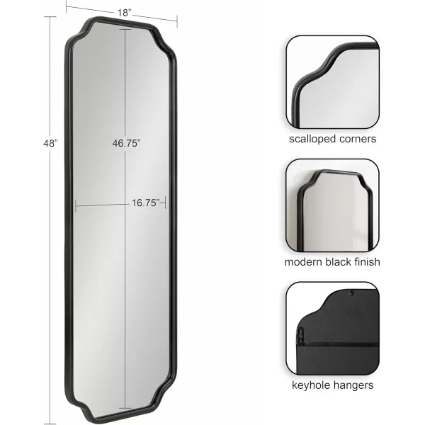 Kate and Laurel Plumley Glam Scalloped Wall Mirror 24 x 36 Silver Transitional Mirror Wall DecorBlack