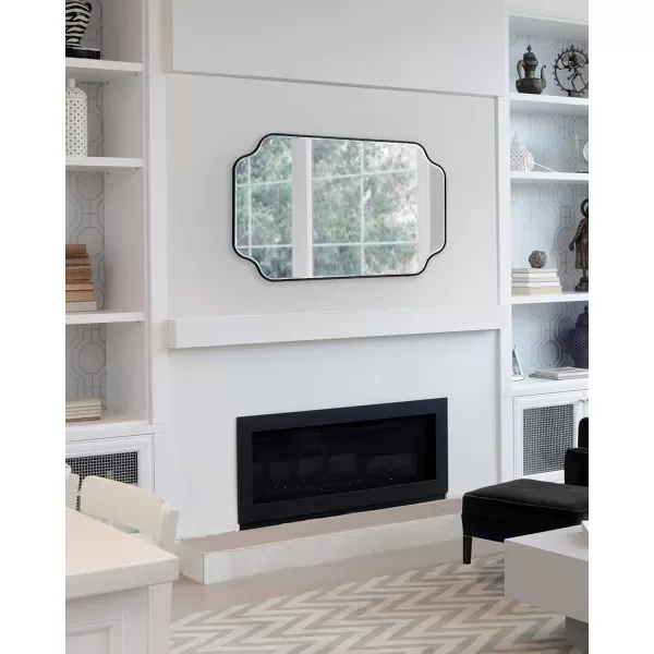 Kate and Laurel Plumley Glam Scalloped Wall Mirror 24 x 36 Silver Transitional Mirror Wall DecorBlack