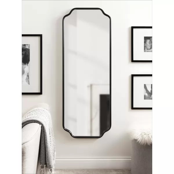 Kate and Laurel Plumley Glam Scalloped Wall Mirror 24 x 36 Silver Transitional Mirror Wall DecorBlack