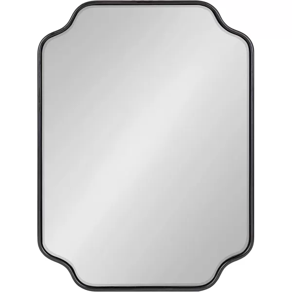 Kate and Laurel Plumley Glam Scalloped Wall Mirror 24 x 36 Silver Transitional Mirror Wall DecorBlack