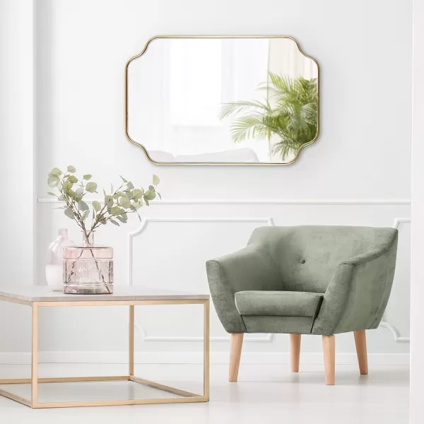 Kate and Laurel Plumley Glam Scalloped Wall Mirror 24 x 36 Silver Transitional Mirror Wall DecorGold