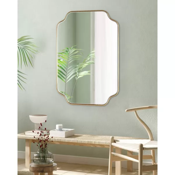 Kate and Laurel Plumley Glam Scalloped Wall Mirror 24 x 36 Silver Transitional Mirror Wall DecorGold