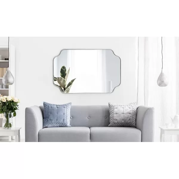 Kate and Laurel Plumley Glam Scalloped Wall Mirror 24 x 36 Silver Transitional Mirror Wall DecorSilver