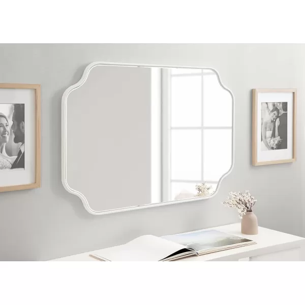 Kate and Laurel Plumley Glam Scalloped Wall Mirror 24 x 36 Silver Transitional Mirror Wall DecorWhite