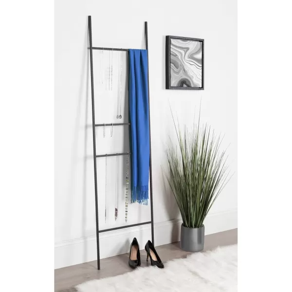 Kate and Laurel Poggi Metal Leaner Ladder Valet 1775quot x 67quot Gold Glam Sophisticated Wall Decor AccentGold