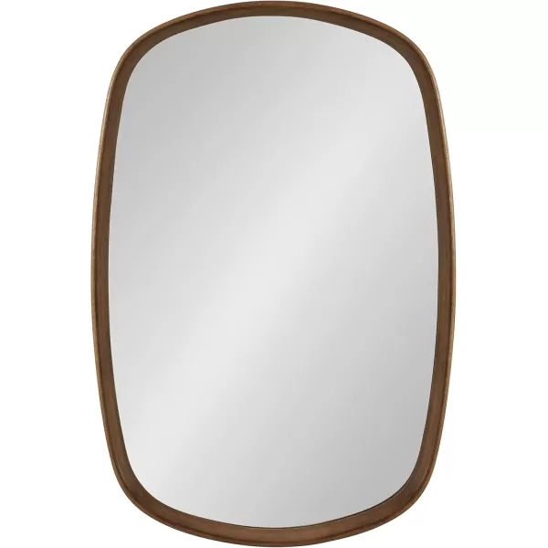 Kate and Laurel Prema Soft Round Rectangle Modern Wall Mirror Natural Brown 20 x 30 Framed Rounded Rectangular Mango Wood Mirror for Minimal Home DecorWalnut Brown