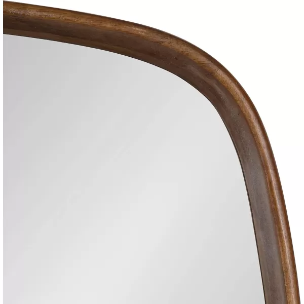 Kate and Laurel Prema Soft Round Rectangle Modern Wall Mirror Natural Brown 20 x 30 Framed Rounded Rectangular Mango Wood Mirror for Minimal Home DecorWalnut Brown