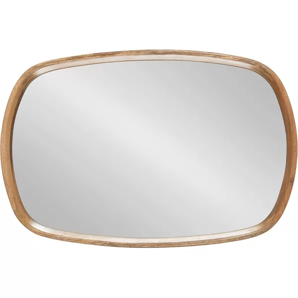 Kate and Laurel Prema Soft Round Rectangle Modern Wall Mirror Natural Brown 20 x 30 Framed Rounded Rectangular Mango Wood Mirror for Minimal Home DecorNatural