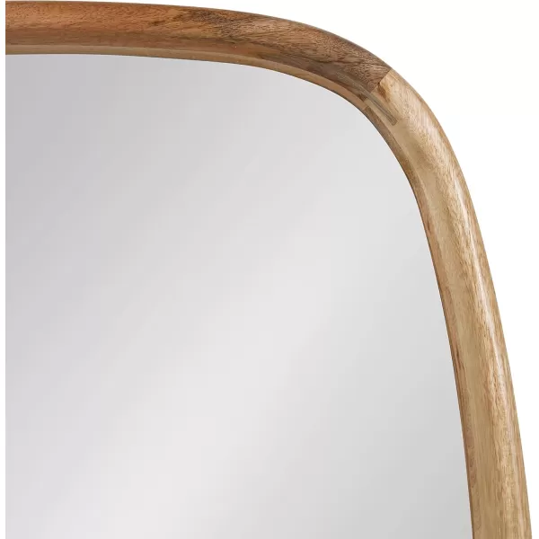 Kate and Laurel Prema Soft Round Rectangle Modern Wall Mirror Natural Brown 20 x 30 Framed Rounded Rectangular Mango Wood Mirror for Minimal Home DecorNatural