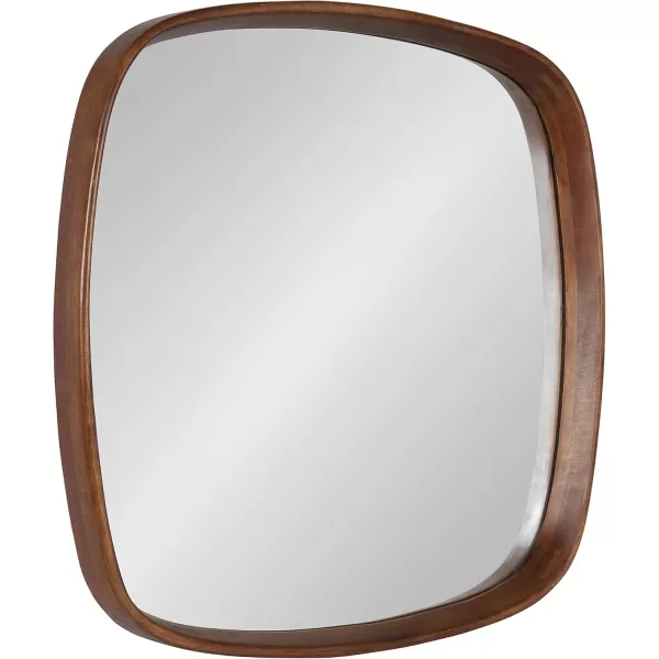 Kate and Laurel Prema Soft Round Rectangle Modern Wall Mirror Natural Brown 20 x 30 Framed Rounded Rectangular Mango Wood Mirror for Minimal Home DecorWalnut Brown