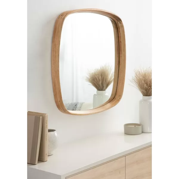 Kate and Laurel Prema Soft Round Rectangle Modern Wall Mirror Natural Brown 20 x 30 Framed Rounded Rectangular Mango Wood Mirror for Minimal Home DecorNatural