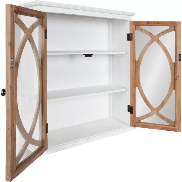 Kate and Laurel Quinlan Decorative Rustic 2Door Wall Cabinet 24quot x 8quot x 28quot White and Rustic Wood Farmhouse Shelving for Storage and Display