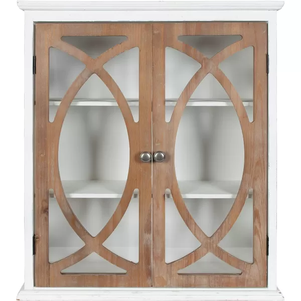 Kate and Laurel Quinlan Decorative Rustic 2Door Wall Cabinet 24quot x 8quot x 28quot White and Rustic Wood Farmhouse Shelving for Storage and Display