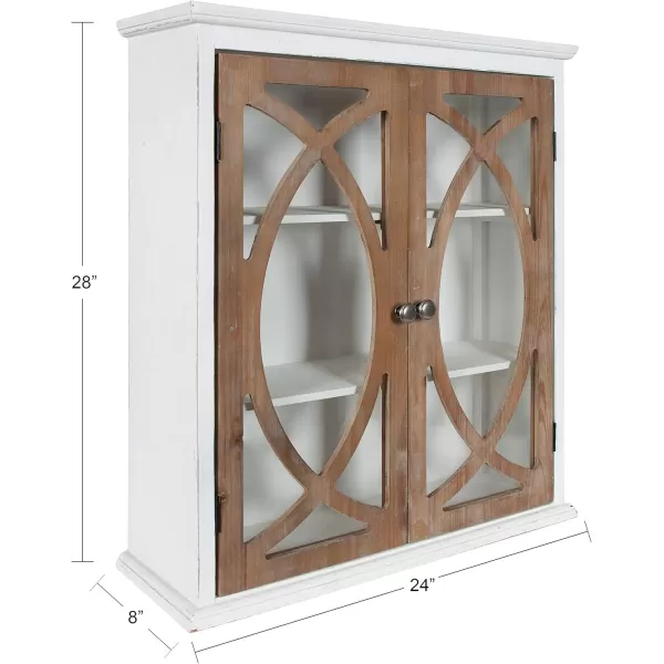Kate and Laurel Quinlan Decorative Rustic 2Door Wall Cabinet 24quot x 8quot x 28quot White and Rustic Wood Farmhouse Shelving for Storage and Display