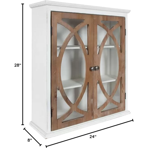 Kate and Laurel Quinlan Decorative Rustic 2Door Wall Cabinet 24quot x 8quot x 28quot White and Rustic Wood Farmhouse Shelving for Storage and Display