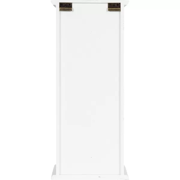 Kate and Laurel Quinlan Wood Wall Cabinet 24 x 8 x 28 White Decorative Traditional Storage Cabinet with Two Glass Doors and Three Interior ShelvesWalnut Brown