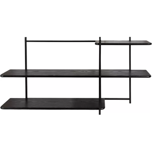 Kate and Laurel Ramone ThreeTiered Wall Shelf 42 x 23 Black Decorative Shelving Unit and Wall Organizer for Entryway Storage or Living Room Display Shelf