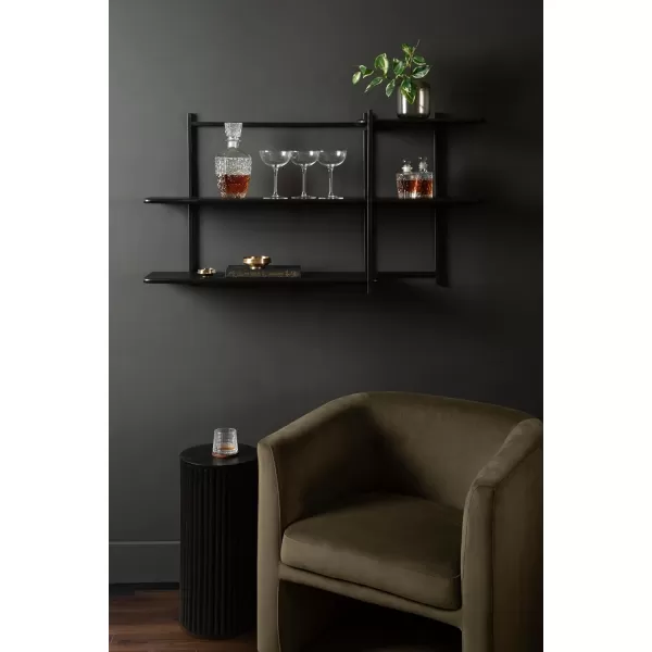 Kate and Laurel Ramone ThreeTiered Wall Shelf 42 x 23 Black Decorative Shelving Unit and Wall Organizer for Entryway Storage or Living Room Display Shelf