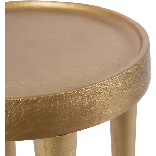 Kate and Laurel Rava Modern Round Metal Drink Table with Sandcast Aluminum Construction for Indoor Plant Stand 10x10x21 Gold