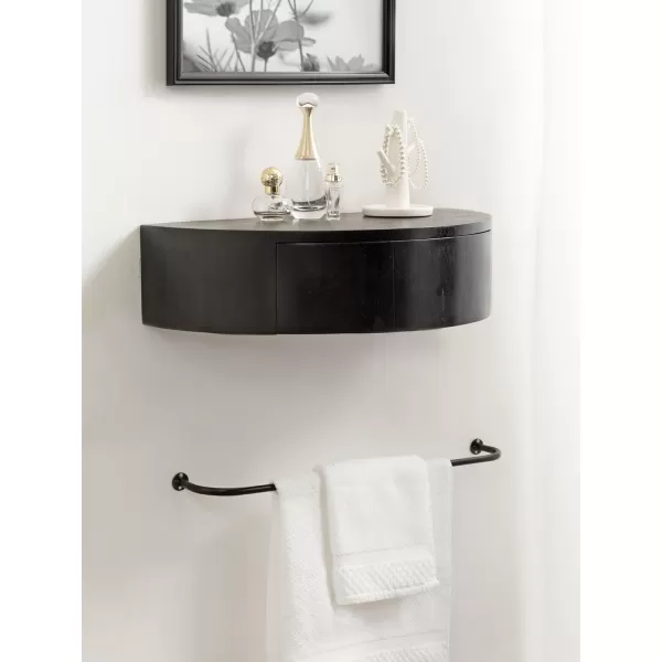 Kate and Laurel Reid Modern Wooden Floating Side Table 20 x 11 x 6 Walnut Brown Contemporary Wood Floating Nightstand with Drawer for Extra Storage and Added FunctionalityBlack
