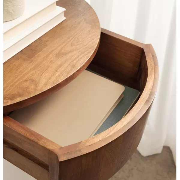 Kate and Laurel Reid Modern Wooden Floating Side Table 20 x 11 x 6 Walnut Brown Contemporary Wood Floating Nightstand with Drawer for Extra Storage and Added FunctionalityWalnut Brown