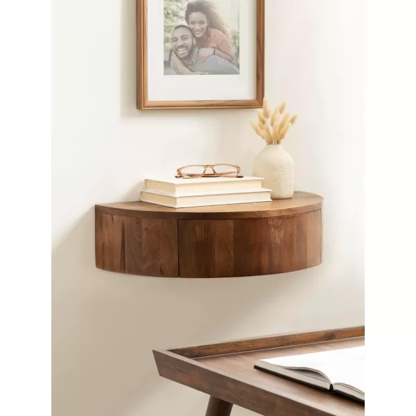 Kate and Laurel Reid Modern Wooden Floating Side Table 20 x 11 x 6 Walnut Brown Contemporary Wood Floating Nightstand with Drawer for Extra Storage and Added FunctionalityWalnut Brown