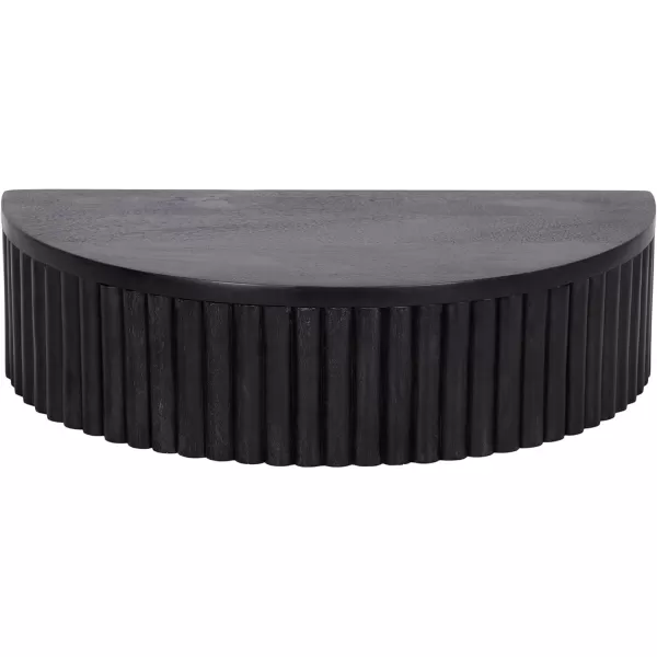 Kate and Laurel Reid Ribbed Wooden Floating Side Table with Drawer for Storage and Functionality 20x11x6 Walnut BrownBlack