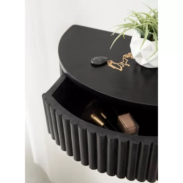 Kate and Laurel Reid Ribbed Wooden Floating Side Table with Drawer for Storage and Functionality 20x11x6 Walnut BrownBlack