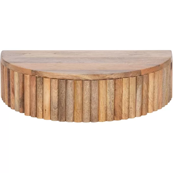 Kate and Laurel Reid Ribbed Wooden Floating Side Table with Drawer for Storage and Functionality 20x11x6 Walnut BrownNatural