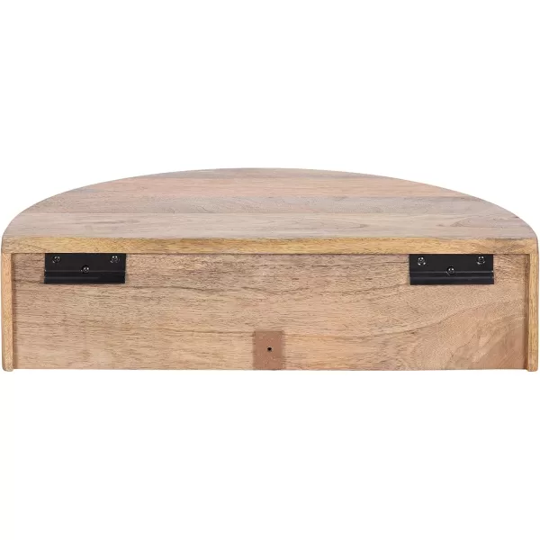 Kate and Laurel Reid Ribbed Wooden Floating Side Table with Drawer for Storage and Functionality 20x11x6 Walnut BrownNatural