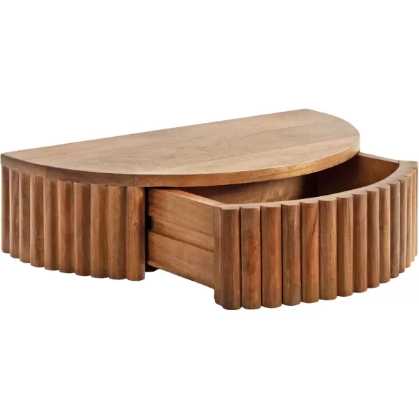 Kate and Laurel Reid Ribbed Wooden Floating Side Table with Drawer for Storage and Functionality 20x11x6 Walnut BrownWalnut Brown