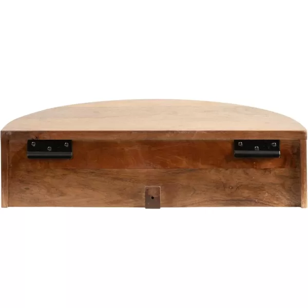 Kate and Laurel Reid Ribbed Wooden Floating Side Table with Drawer for Storage and Functionality 20x11x6 Walnut BrownWalnut Brown