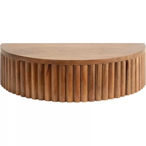 Kate and Laurel Reid Ribbed Wooden Floating Side Table with Drawer for Storage and Functionality 20x11x6 Walnut BrownWalnut Brown