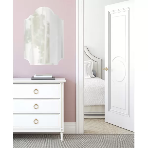 Kate and Laurel Reign Glamorous Frameless Arch Mirror 24 x 36 Silver Elegant Arched Mirror for Wall
