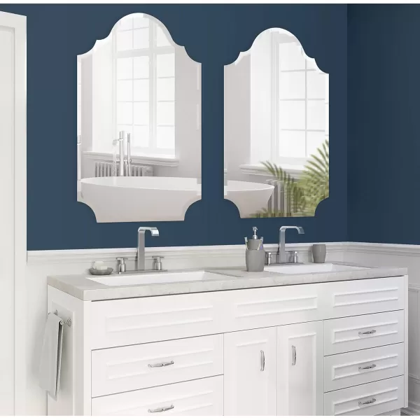 Kate and Laurel Reign Glamorous Frameless Arch Mirror 24 x 36 Silver Elegant Arched Mirror for Wall