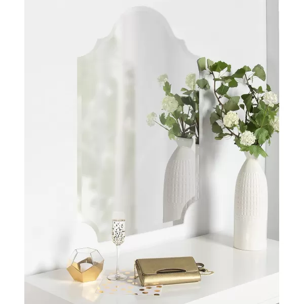 Kate and Laurel Reign Glamorous Frameless Arch Mirror 24 x 36 Silver Elegant Arched Mirror for Wall