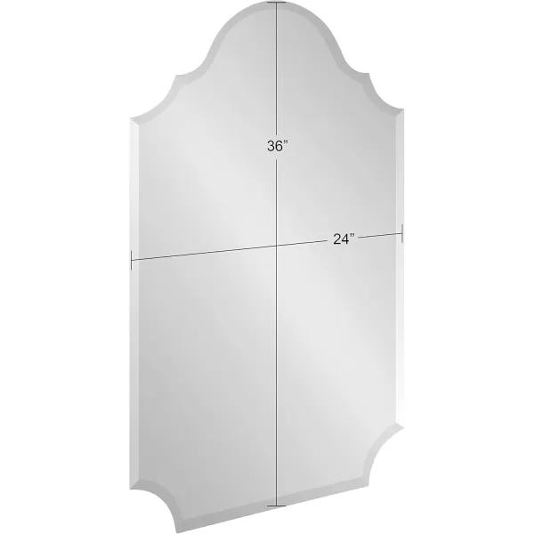 Kate and Laurel Reign Glamorous Frameless Arch Mirror 24 x 36 Silver Elegant Arched Mirror for Wall