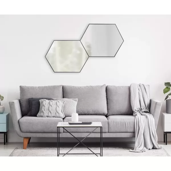 Kate and Laurel Rhodes 6Sided Hexagon Wall Mirror 3075x3475 BlackBlack