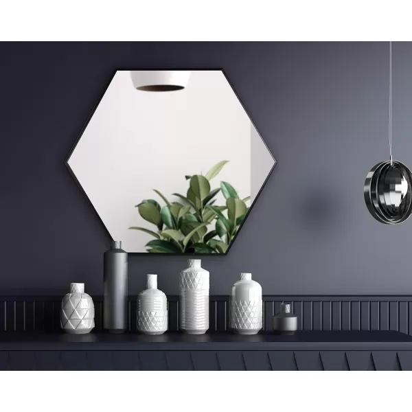 Kate and Laurel Rhodes 6Sided Hexagon Wall Mirror 3075x3475 BlackBlack