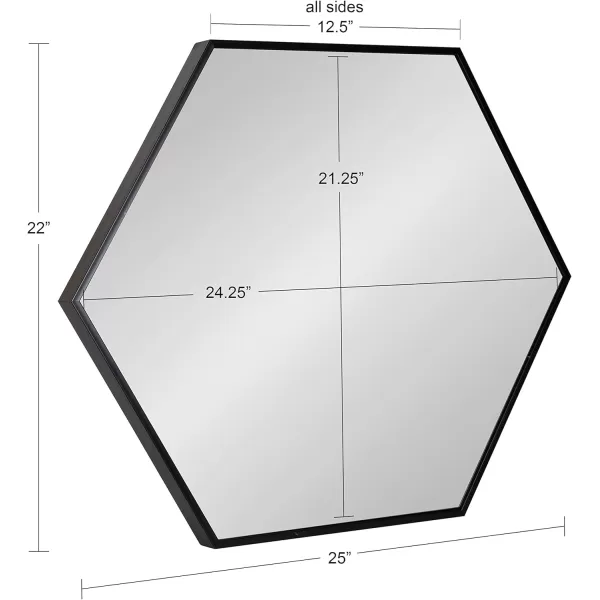 Kate and Laurel Rhodes 6Sided Hexagon Wall Mirror 3075x3475 BlackBlack