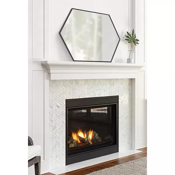 Kate and Laurel Rhodes 6Sided Hexagon Wall Mirror 3075x3475 BlackBlack