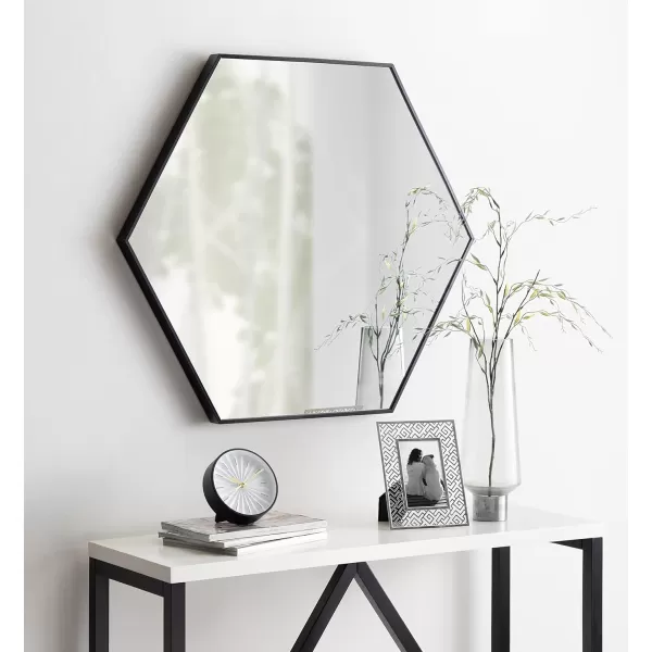 Kate and Laurel Rhodes 6Sided Hexagon Wall Mirror 3075x3475 BlackBlack