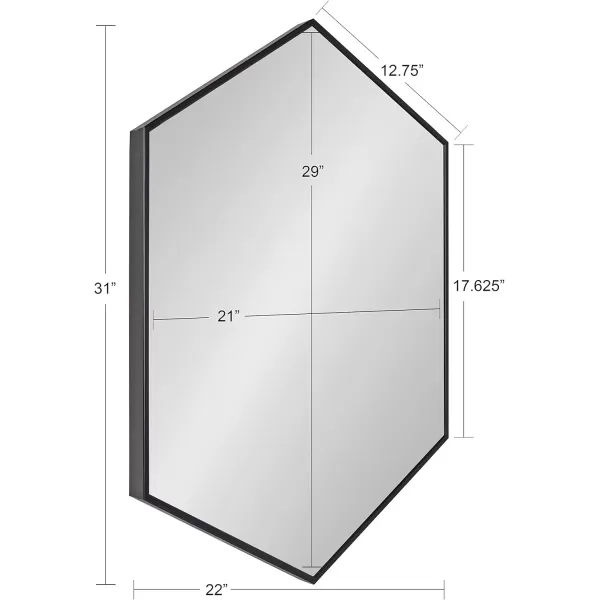 Kate and Laurel Rhodes 6Sided Hexagon Wall Mirror 3075x3475 BlackBlack