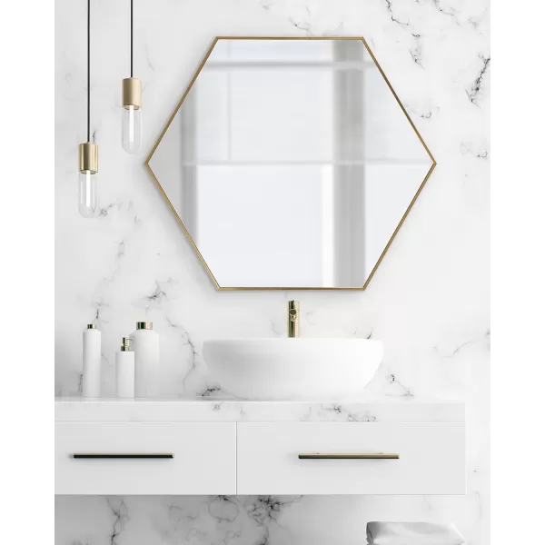 Kate and Laurel Rhodes 6Sided Hexagon Wall Mirror 3075x3475 BlackGold