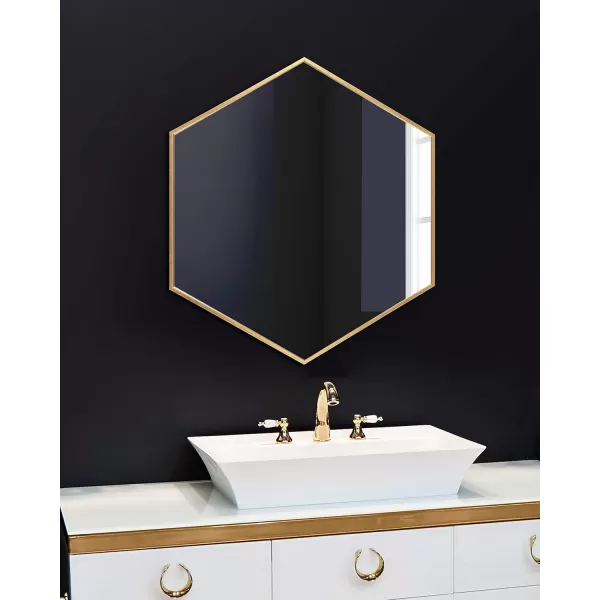 Kate and Laurel Rhodes 6Sided Hexagon Wall Mirror 3075x3475 BlackGold