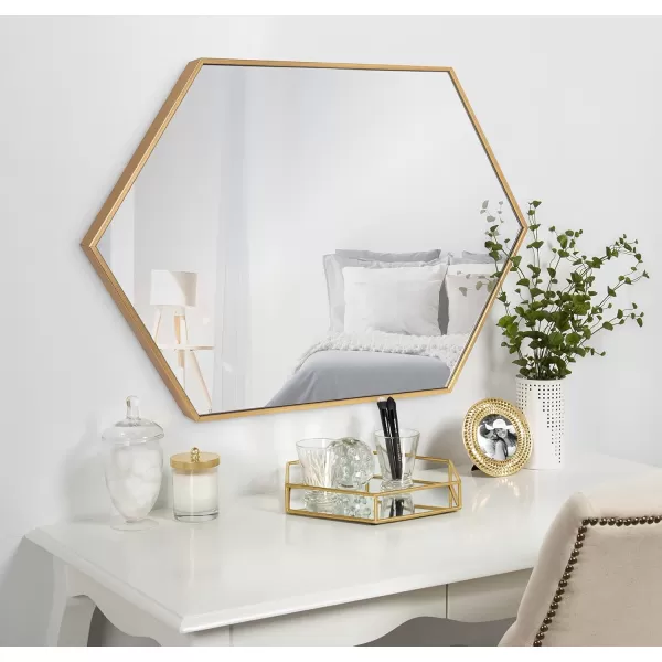 Kate and Laurel Rhodes 6Sided Hexagon Wall Mirror 3075x3475 BlackGold