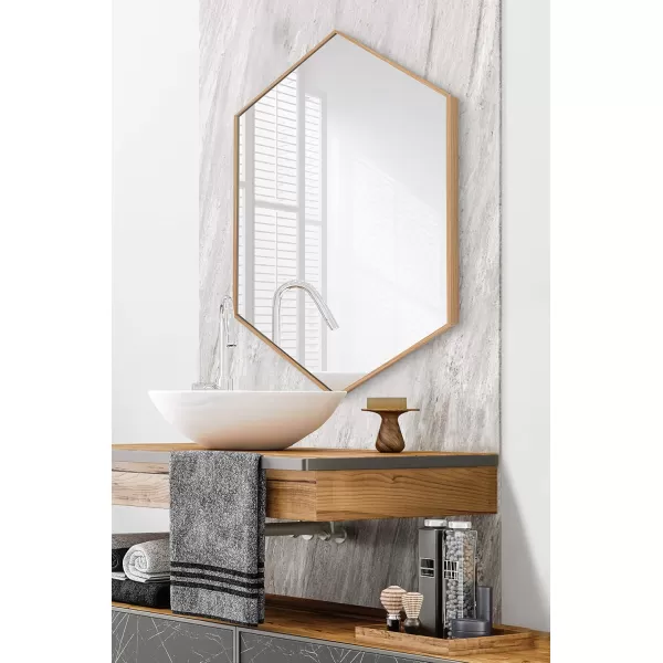 Kate and Laurel Rhodes 6Sided Hexagon Wall Mirror 3075x3475 BlackNatural